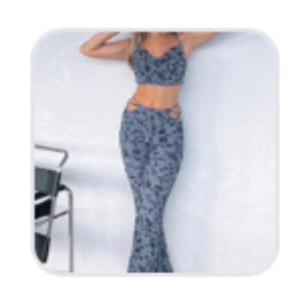 LAST CHANCE White Fox Velvet Floral Strappy Pant in Charcoal